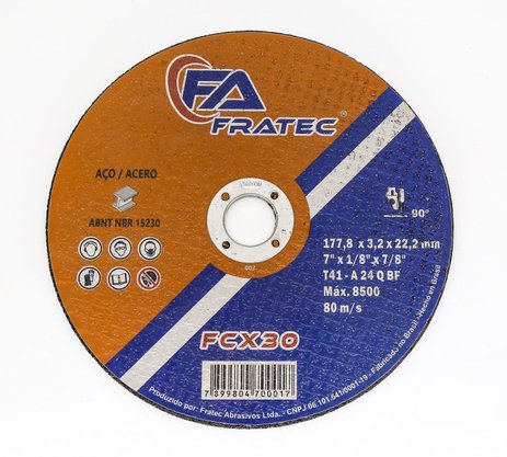 Disco de Corte 10" x 3.2 x 3.4 A24QBF FCX30 Fratec